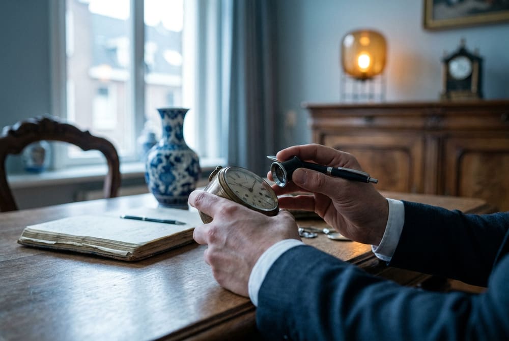 Waardevolle inboedel wordt getaxeerd in een woonkamer